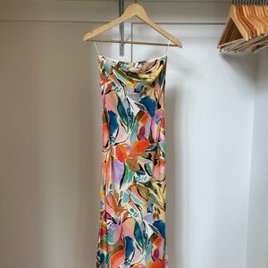 Lavender Brown Multicolor Strapless Dress